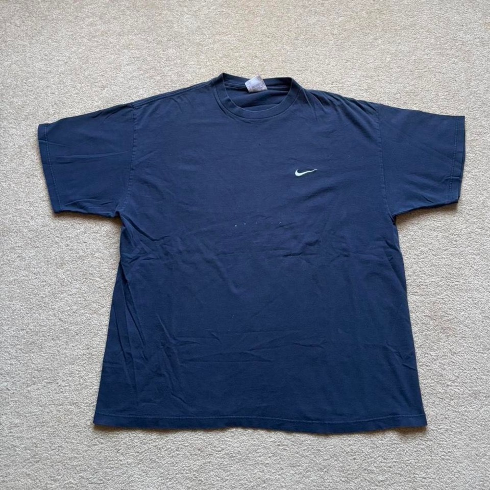 Vintage Navy Blue Nike‎ Embroidered Swoosh T-Shirt